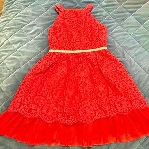 Rare Editions Red Lace Formal Dress for Kids